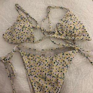 Chic Floral Bikini Set in Yellow and Green